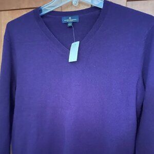 $328 Brooks Brothers men's Sz SCashmere V-Neck Purple Sweater